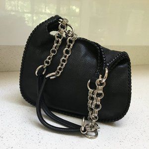 Black Pebbled Leather Prada Shoulder Handbag